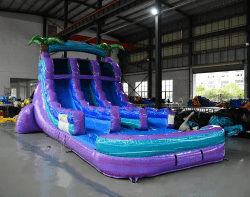 15′ Purple Plunge Center Climb Water Slide w/pool