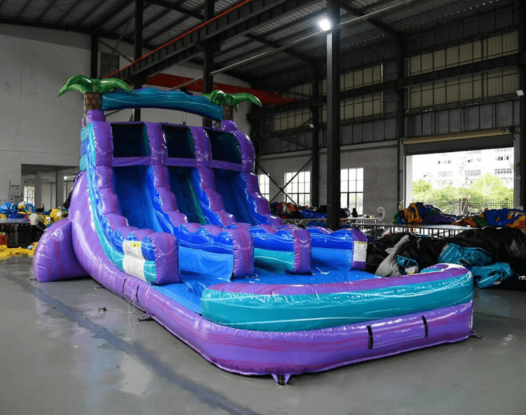 15′ Purple Plunge Center Climb Water Slide w/pool